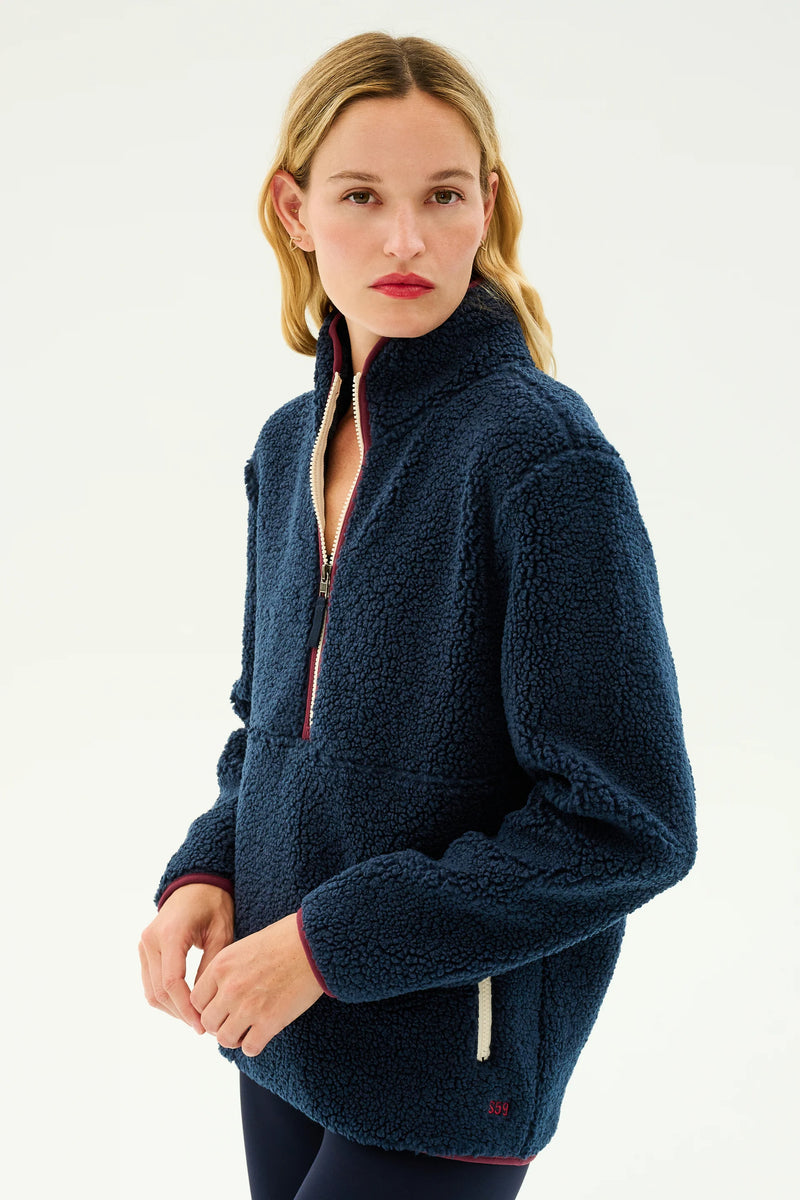 SPLITS59 | Libby Sherpa Half Zip - Indigo/Cherry