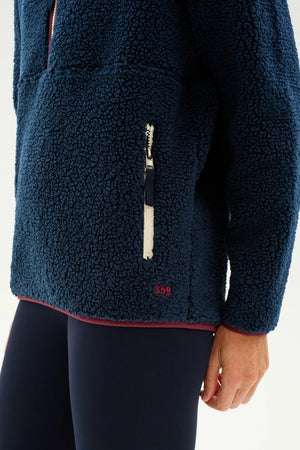 SPLITS59 | Libby Sherpa Half Zip - Indigo/Cherry