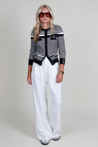 GENERATION LOVE | Beatrix Rib Cardigan - White/Black