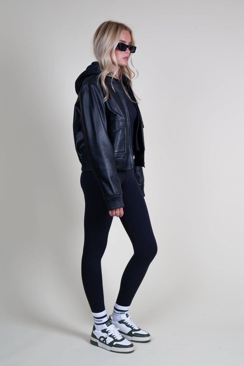 LAMARQUE | Candace Leather Bomber Jacket - Black