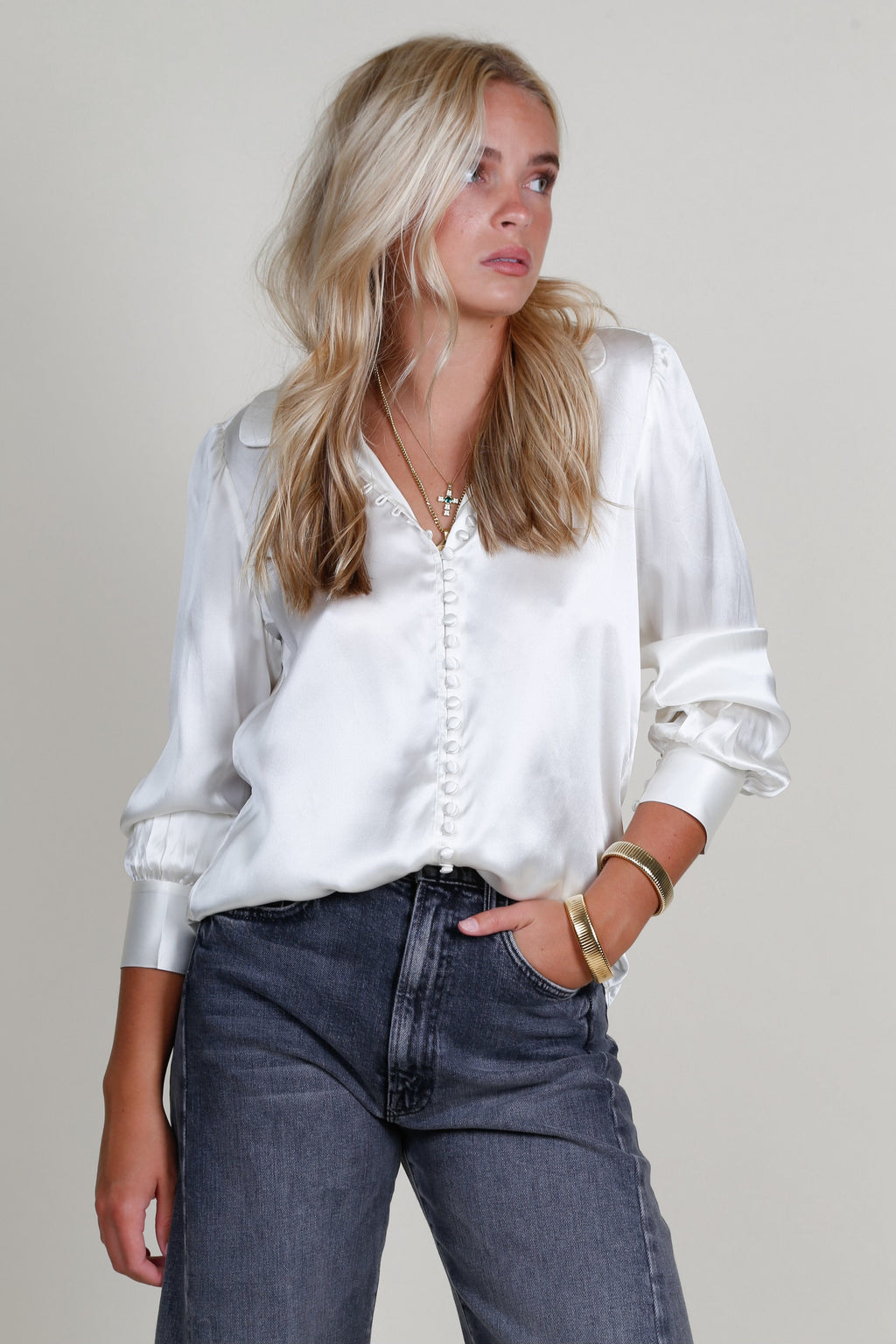 FRAME | Round Collar Shirt - Cream