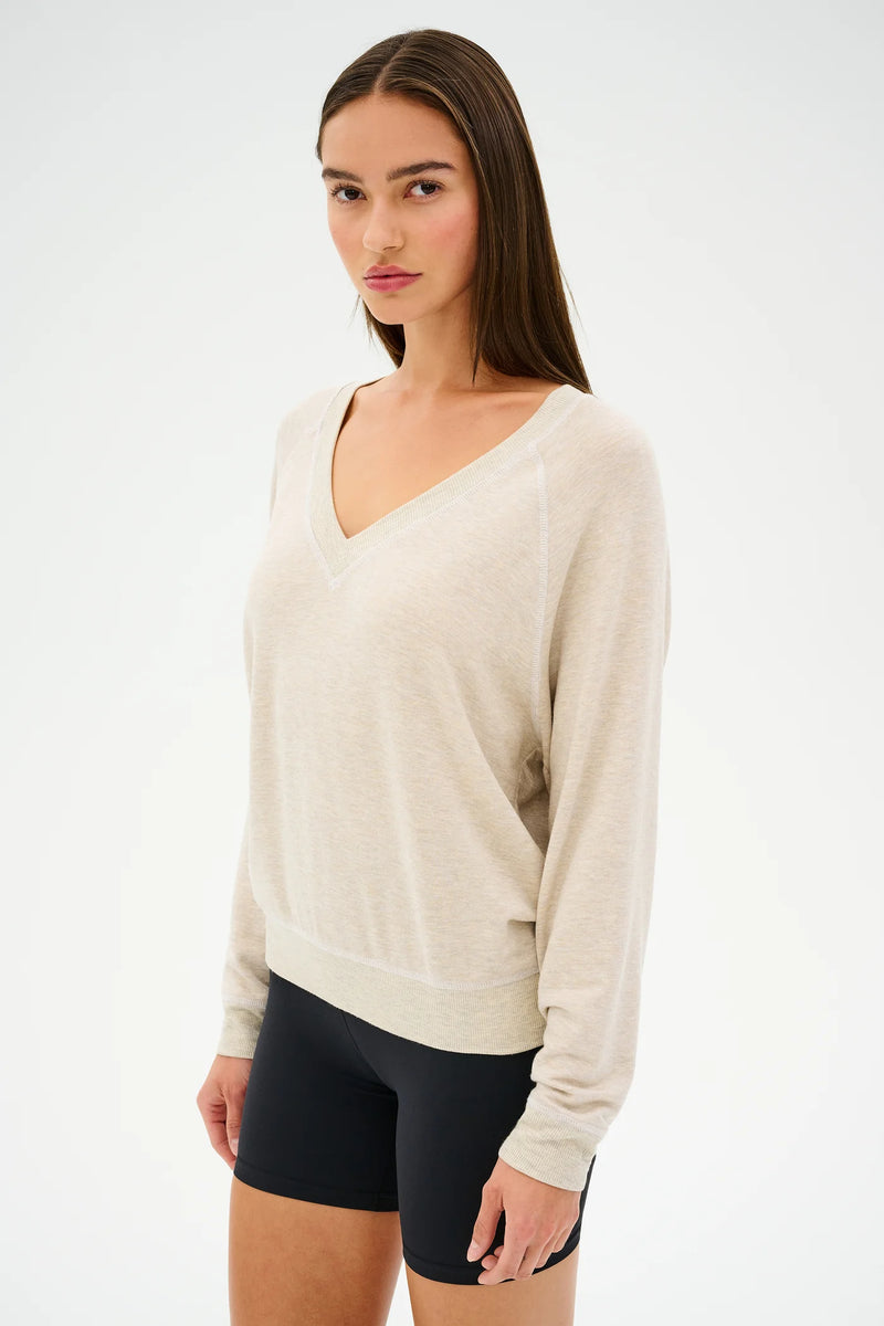 SPLITS59 | Bennie Fleece V-Neck Sweatshirt - White