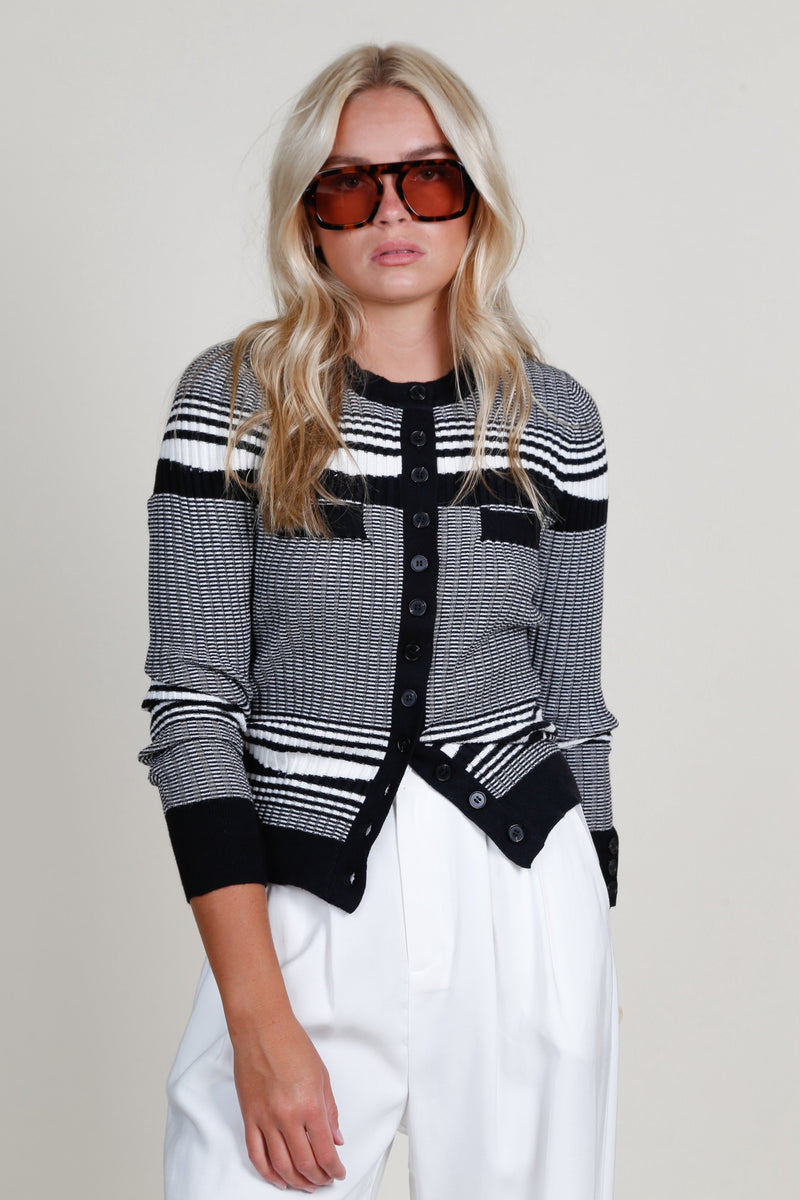 GENERATION LOVE | Beatrix Rib Cardigan - White/Black