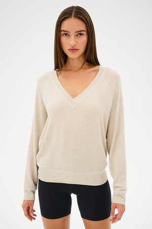 SPLITS59 | Bennie Fleece V-Neck Sweatshirt - White