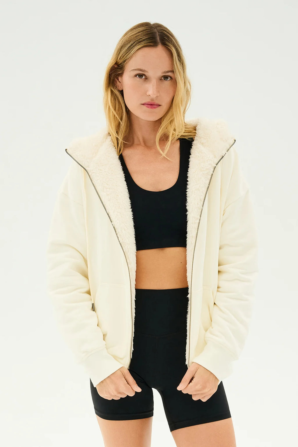 SPLITS59 | Lynx French Terry Sherpa Hoodie - Creme