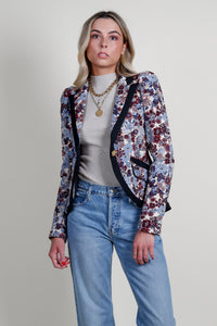 SMYTHE | Taped Pouf Sleeve One Button Blazer - Plum Floral