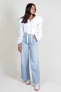 SOFIE THE LABEL | Cotton-Poplin Embroidered Blouse- Off White