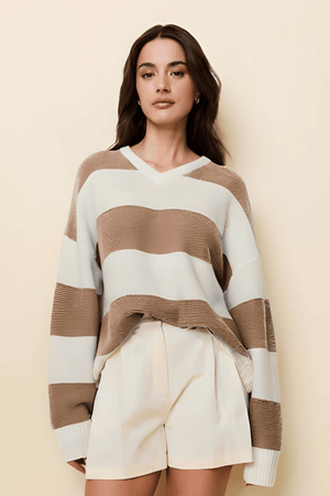 SOLID & STRIPED | The Reva Pullover - Camel Stripe