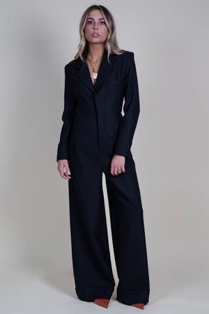 SMYTHE | Rivet Collar Wide Leg Jumpsuit - Black