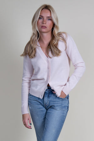 ENZA COSTA | Powder Cashmere Knitted Cardigan - Pale Pink