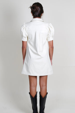 AUREUM | Vegan Leather Mini Dress - Ivory