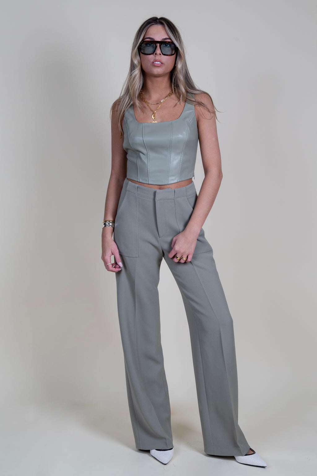 LUCY PARIS | Diana Wide Leg Pant - Sage