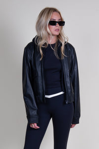 LAMARQUE | Candace Leather Bomber Jacket - Black