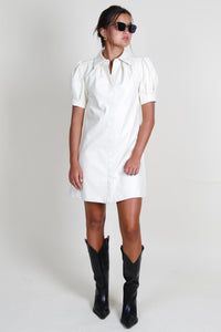 AUREUM | Vegan Leather Mini Dress - Ivory