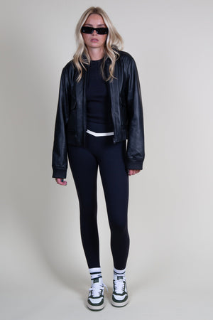 LAMARQUE | Candace Leather Bomber Jacket - Black