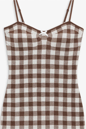 FOR LOVE & LEMONS | Gingham Knit Mini Dress - Brown