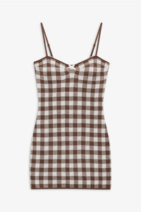 FOR LOVE & LEMONS | Gingham Knit Mini Dress - Brown