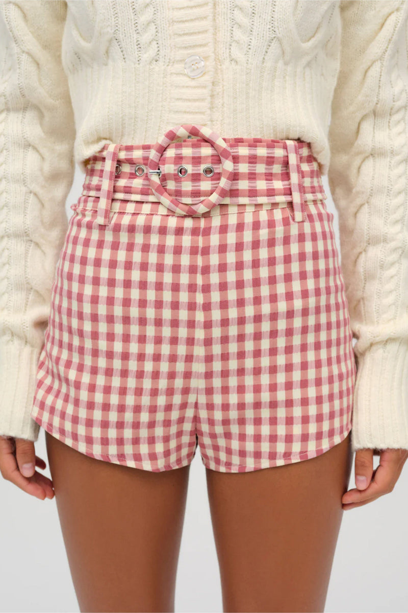 FOR LOVE & LEMONS | Georgia Gingham Shorts - Mauve