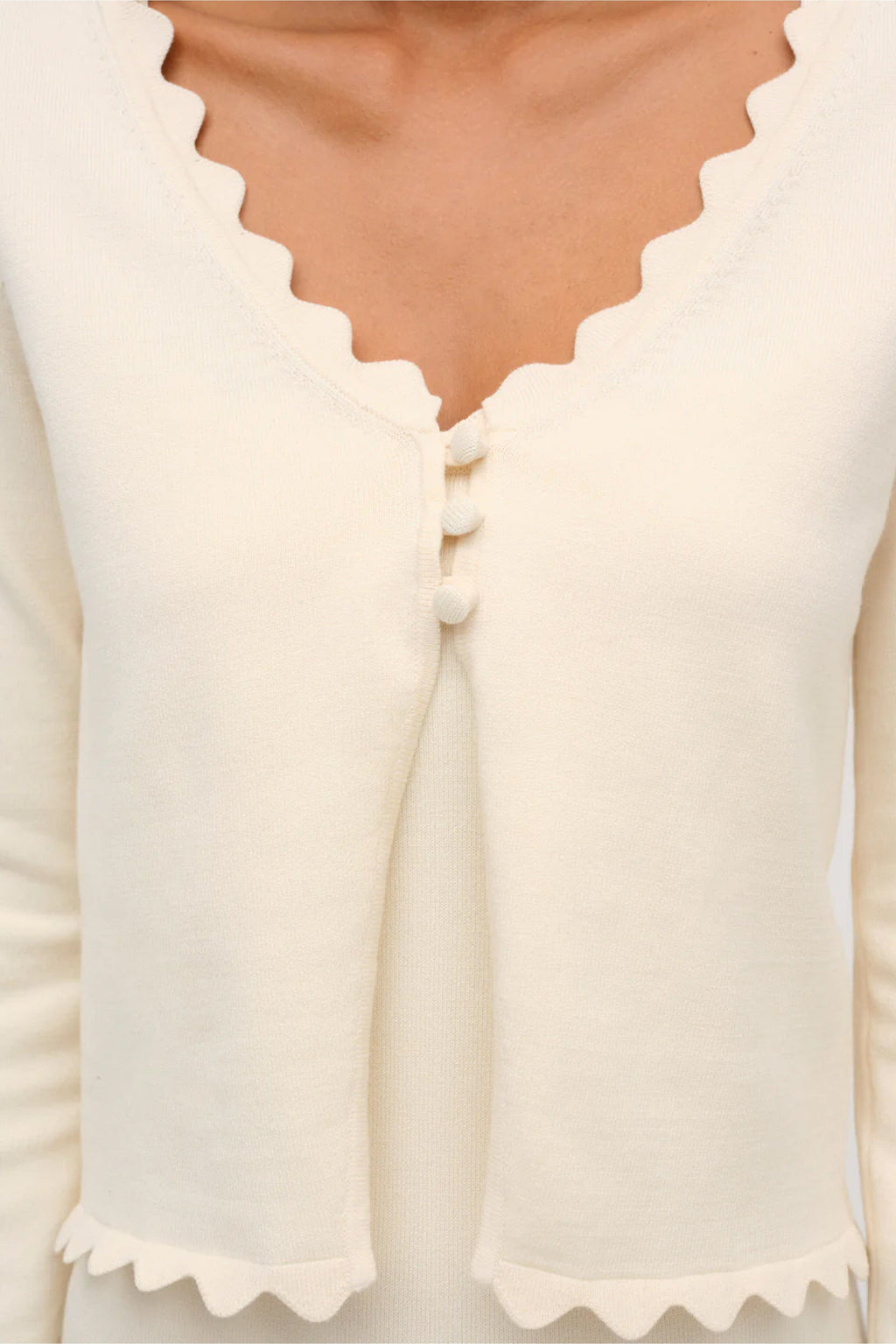 FOR LOVE & LEMONS | Sisi Scallop Knit Cardigan - Cream