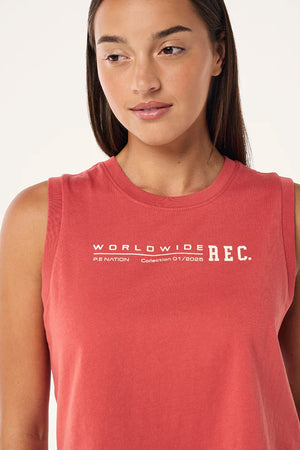 P.E NATION | Worldwide Tank - Washed Brick Red