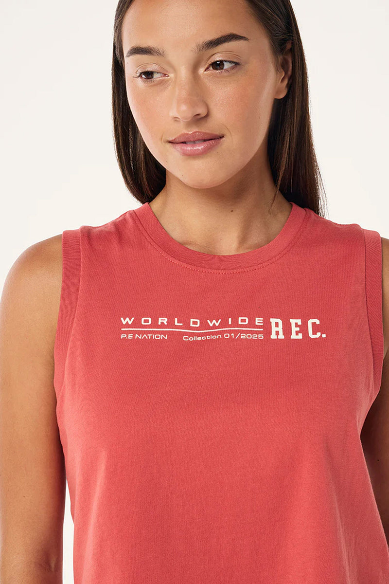 P.E NATION | Worldwide Tank - Washed Brick Red