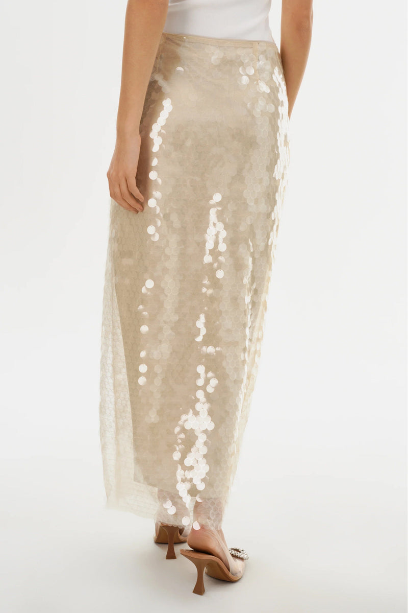 LAMARQUE | Clara Sequin Midi Skirt - Clear