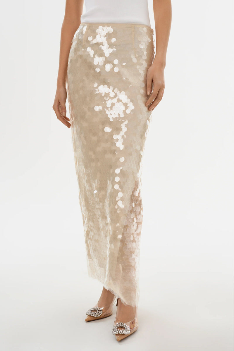 LAMARQUE | Clara Sequin Midi Skirt - Clear