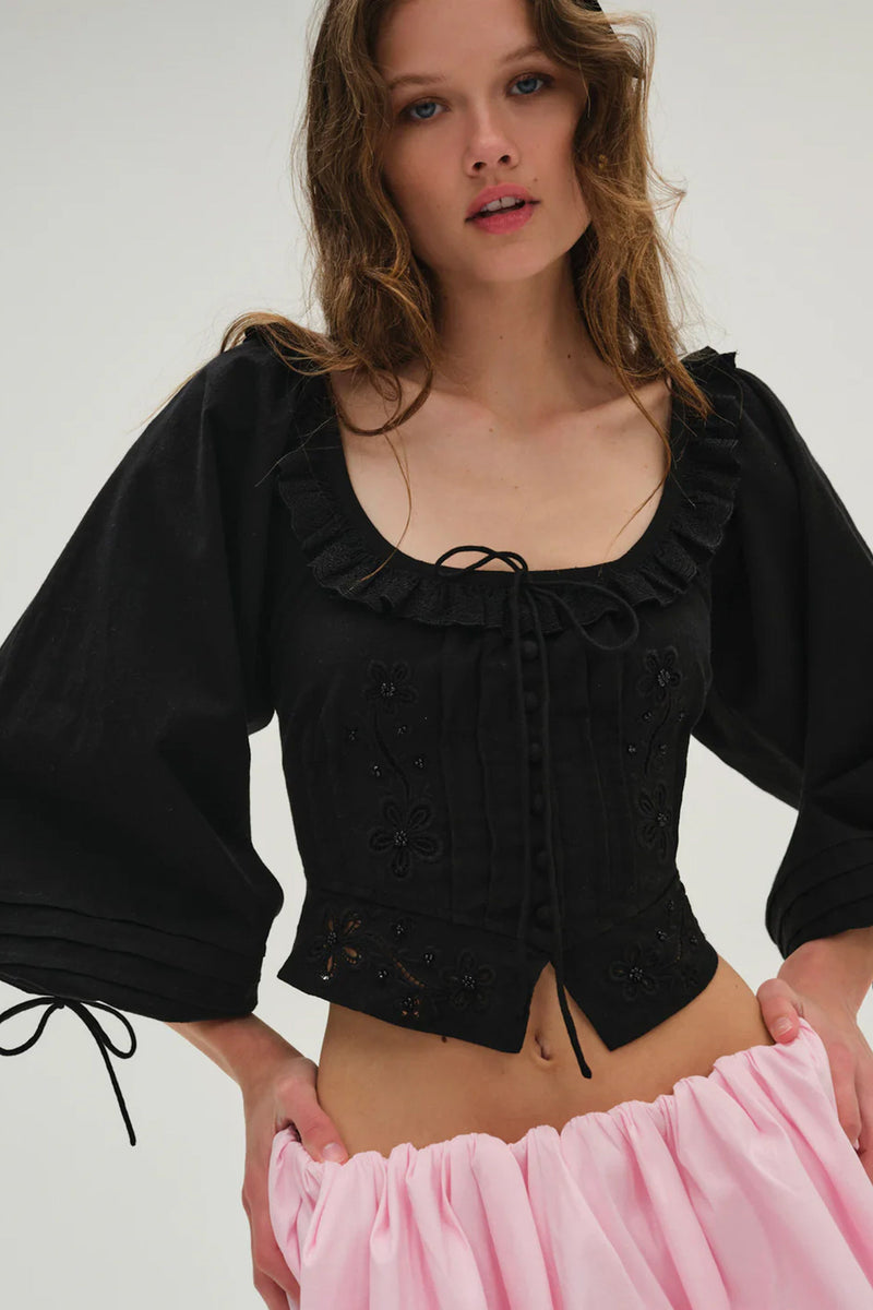 FOR LOVE & LEMONS | Harlow Top - Black