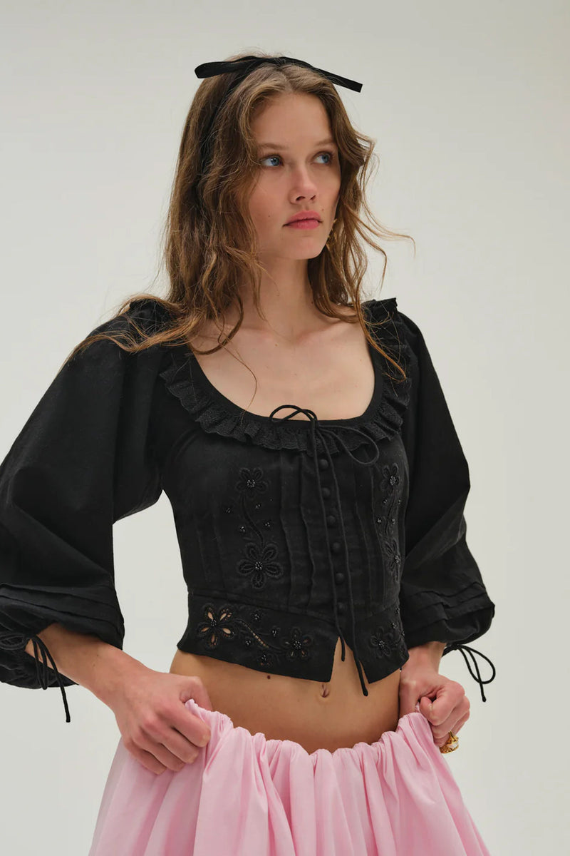 FOR LOVE & LEMONS | Harlow Top - Black