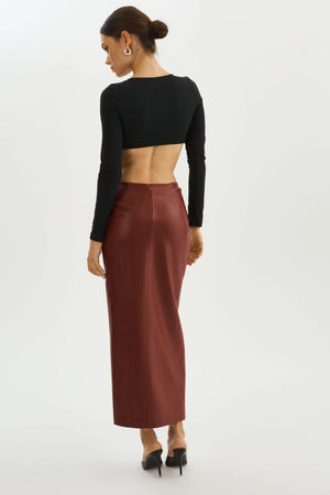 LAMARQUE | Eileen Faux Leather Maxi Skirt - Syrah