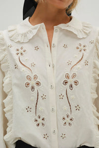 FOR LOVE & LEMONS | Adelie Embroidered Top - White