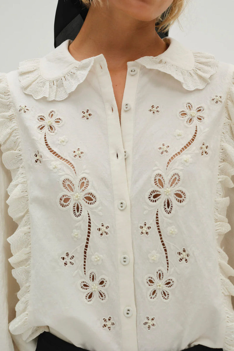 FOR LOVE & LEMONS | Adelie Embroidered Top - White