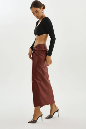 LAMARQUE | Eileen Faux Leather Maxi Skirt - Syrah