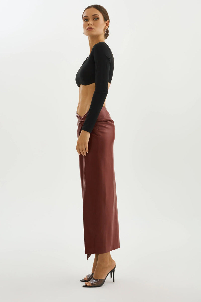 LAMARQUE | Eileen Faux Leather Maxi Skirt - Syrah