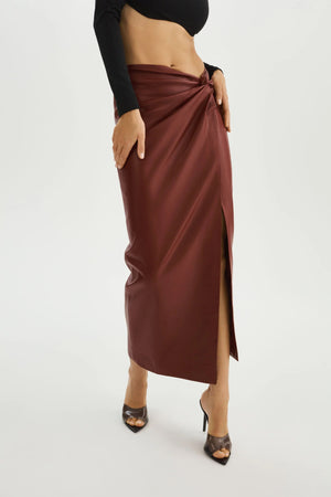 LAMARQUE | Eileen Faux Leather Maxi Skirt - Syrah