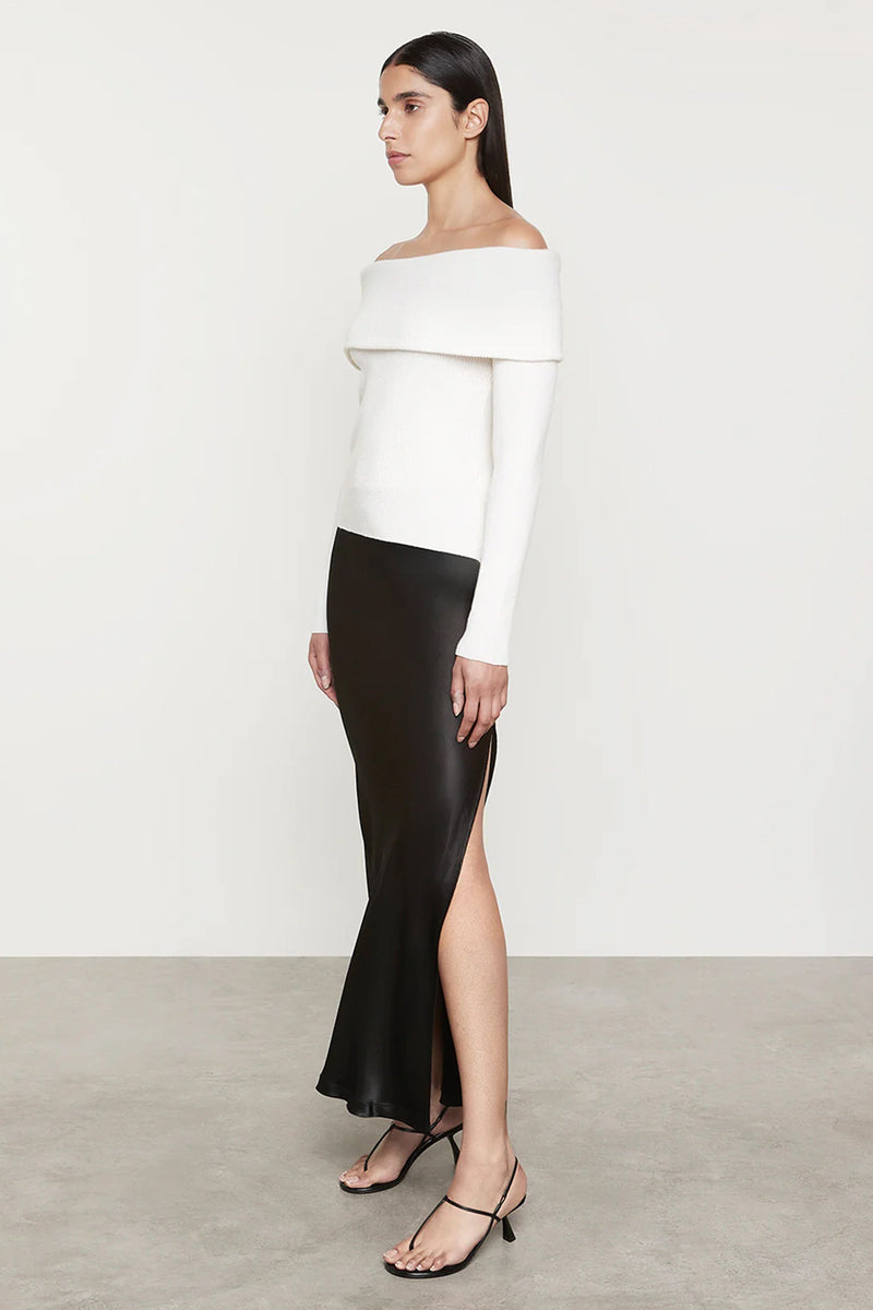 ENZA COSTA | Satin Bias Cut Skirt - Black