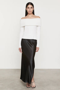 ENZA COSTA | Satin Bias Cut Skirt - Black