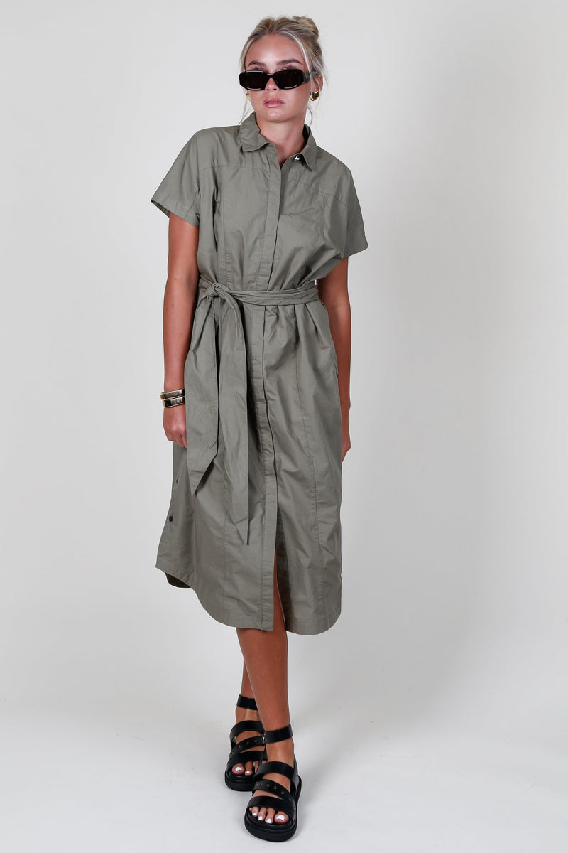 DEREK LAM | Mikayla Belted Shirt Dress - Olive