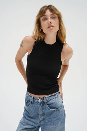 LNA | Double Layer Ribbed Tank - Black