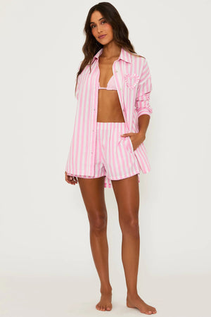 BEACH RIOT | Tia Short - Prism Pink Stripe