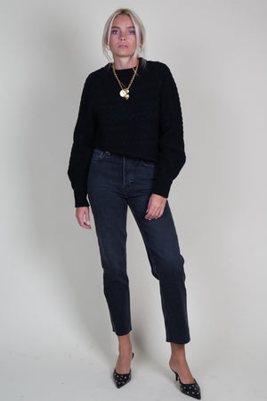 MOUSSY | MV Cable Knitting Sweater - Black