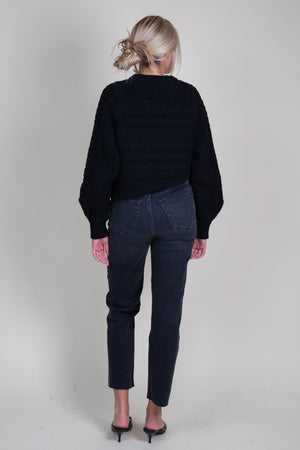 MOUSSY | MV Cable Knitting Sweater - Black