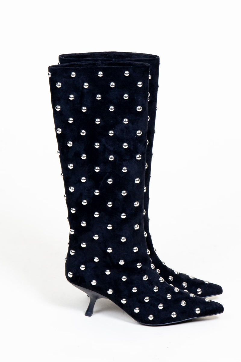 JEFFREY CAMPBELL | Tell Me Studded Boots - Black Suede