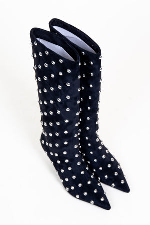 JEFFREY CAMPBELL | Tell Me Studded Boots - Black Suede