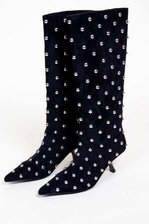 JEFFREY CAMPBELL | Tell Me Studded Boots - Black Suede