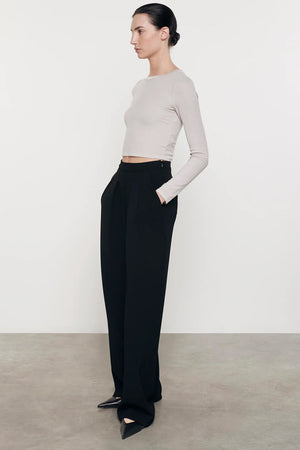 ENZA COSTA | Silk Knit Long Sleeve Tuck Top - Chalk