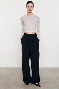 ENZA COSTA | Silk Knit Long Sleeve Tuck Top - Chalk