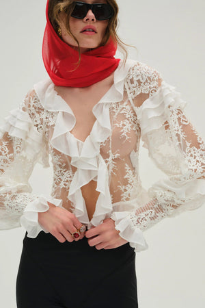 FOR LOVE & LEMONS | Holiday Lace Blouse - White