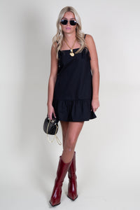 AUREUM | Bow Trim Mini Dress - Black