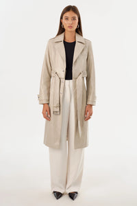 LAMARQUE | Katija Convertible Faux Leather Trench - Clay